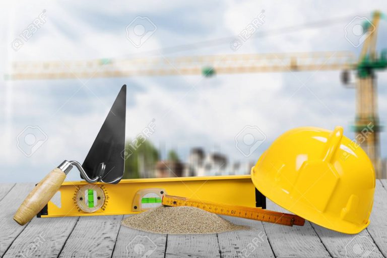 Standard construction safety and construction site background.